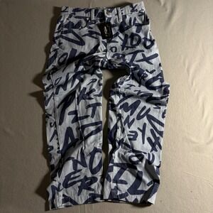 Jaded London Discharge Graffiti Skate Jeans Mens 32 Blue White JMJE1662 Tagged